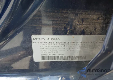 2013 Audi S4 3.0T Premium Plus z USA, uszkodzony, nr VIN WAUBGAFL4DA130940